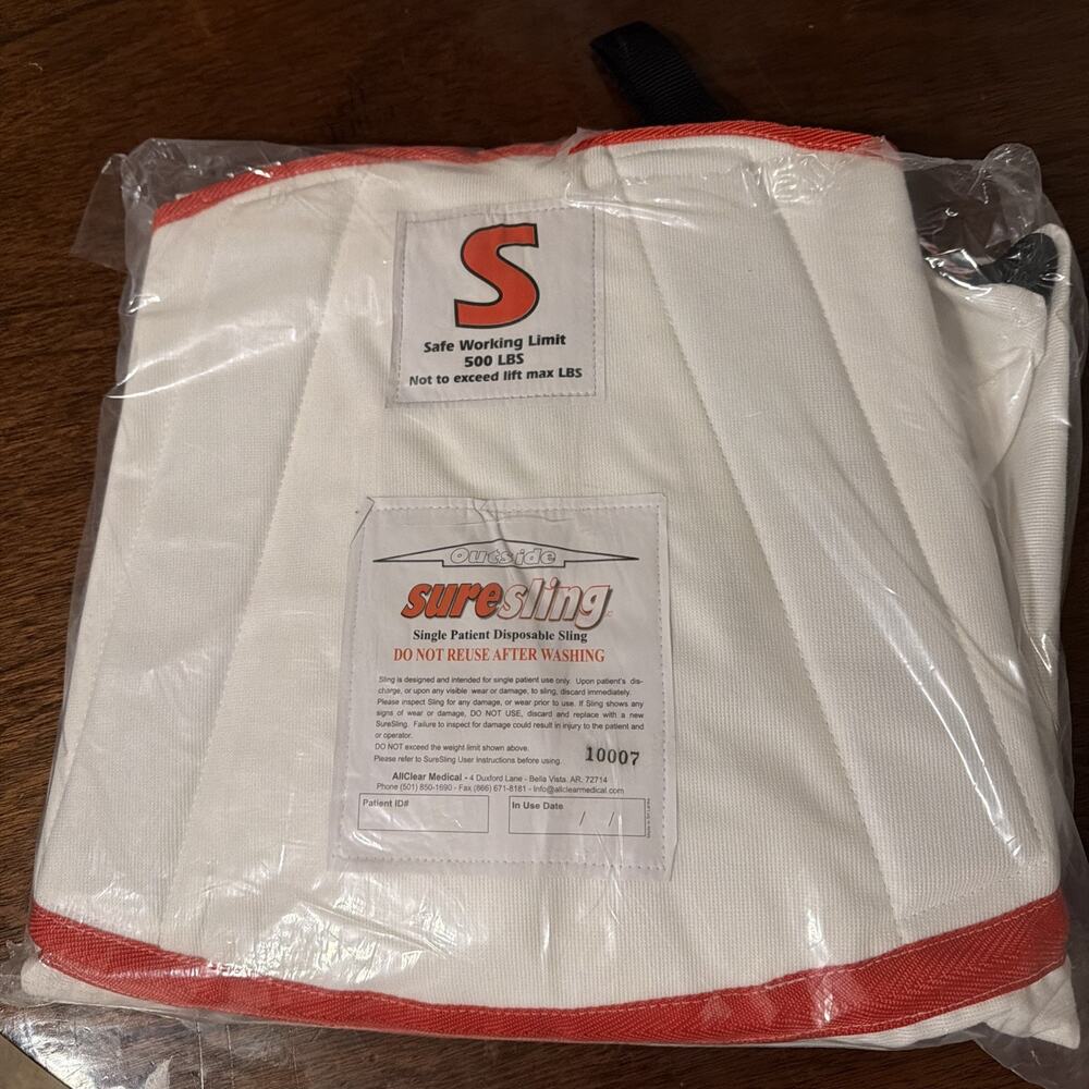 Suresling Single Patient Disposable Sling Max 500lb Loop Style Size Small Sealed